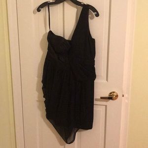 Black asymmetrical party dress!